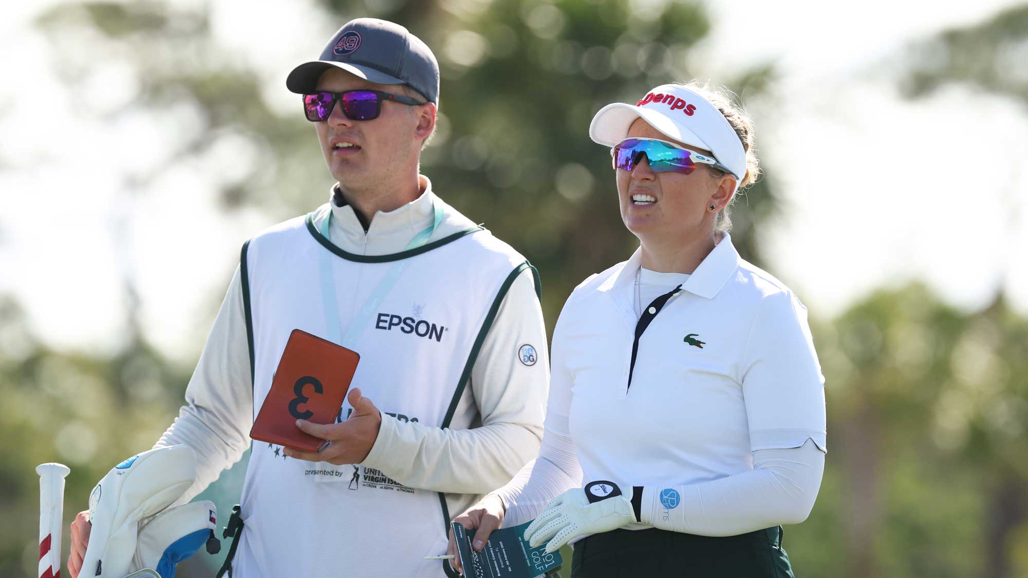 Nanna Koerstz Madsen of Denmark looks on from the third tee during the first round of the Founders Cup presented by U.S. Virgin Islands 2025 at Bradenton Country Club on February 06, 2025 in Bradenton, Florida